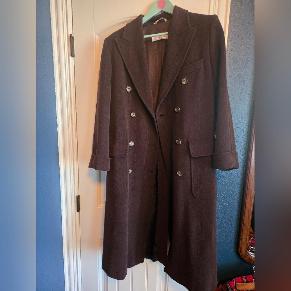 Vintage Max Mara Chocolate Brown Wool Overcoat S/M